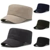 Berretti da baseball Cappellino casual protettivo da sole in cotone militare regolabile vintage con sommità piatta da uomo, più spesso e caldo