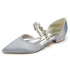 Casual Schuhe Satin Strass Hochzeit Wohnungen Für Braut Slip-on Spitze Zehen Prom Abend Formale Party Frauen Sandalen Flache