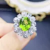 Clusterringen Natuurlijke Echte Groene Peridot Ring Bloemstijl Per Sieraden 925 Sterling Zilver 0,3 ct 6 st 2,5 ct 1 st Edelsteen Fijn T238258