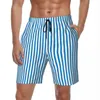 Men's Shorts Swimsuits Black And Green Striped Board Summer Geometric Print Casual Short Pants Men Sports Quick Dry Swim Trunks