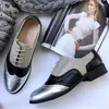 Casual Shoes Women Oxford Flat Spring For Woman äkta läderlägenheter Summer Brogues Vintage Laces Loafers Sneakers 2024