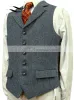 Vests Men's Wool Tweed Slim Fit Leisure Cotton Burgundy Vest Gentleman Herringbone Business Brown Waistcoat Blazer For Wedding Groom