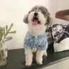 犬アパレル猫綿プリンセスドレスサマーブルーボウスリングハンサム男性シャツペットカップルカップル服