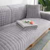 Velvet Sofa Cover Universal Plaid Plush Nonslip Thighted Living Room Warm Flanell Cushion Armstor Back Handduk 240304