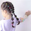 100pcs/set girlsカラフルなナイロンベーシックエラスティックヘアバンドキッズピグテールヘアタイラバーバンドヘッドバンドファッションヘアリップアクセサリー