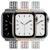 Pulseira de joias de metal com corrente de diamante de quatro fileiras, pulseira de elo, pulseira de relógio para Apple Watch Series 3 4 5 6 7 8 9 iWatch 40mm 41mm 44mm 45mm Ultra 49mm