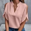 Camicette da donna Wedifor Moda Camicetta da donna con spalle scoperte Camicetta sexy con scollo a V Solido Abbigliamento casual allentato Elegante lavoro d'ufficio Top da donna