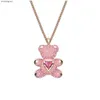 Kfra Collane con ciondolo Swarovski Designer Moda Donna Shi Hualuo Contatore Rosa Cuore pulsante Orsacchiotto Collana Collare Catena Luce Lusso San Valentino Gif