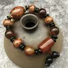 Bracelet tibétain rétro à brin unique, en Agate du Tibet, trois yeux, perles du vieux ciel