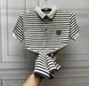 Men's Polos Clothes Black With Collar Male Tee Shirts Striped Polo T-shirt In Streetwear Ordinary Top Quick-drying