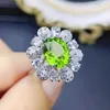 Clusterringen Natuurlijke Echte Groene Peridot Ring Bloemstijl Per Sieraden 925 Sterling Zilver 0,3 ct 6 st 2,5 ct 1 st Edelsteen Fijn T238258