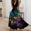 Casual Dresses Summer For Women 2024 Sexy Deep V Neck Formal Sleeveless Long Dress Gradient Zipper Swing Sundress