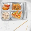 Serviessets Compartiment Snelle Plaat Huishoudelijk Servies Schotel Roestvrijstalen Dienblad Verdeelde Borden Voor Volwassenen Lunchbox Keuken