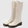 Ботинки Drestrive, женские зимние туфли до колена, 2024 г., зимние туфли с круглым носком, шерстяная молния, размер 42, обувь на среднем каблуке из коровьей кожи с перекрестной завязкой