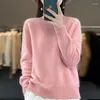 Kadın Sweaters 2024 İlkbahar/Sonbahar Yarım Yatak Kaşmir Kazak Sweater Merino Yün Örgü Külot Kore Moda Kadın Giysileri