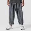 Calças masculinas sólido sweatpants casual cordão pés rendas até tornozelo moda streetwear baggy para masculino solto