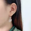Boucles d'oreilles pendantes originales de style chinois brillant Ruyi Glands calcédoine naturelle pour femmes classiques élégantes boucles d'oreilles bijoux