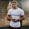 Ropa muscular de manga corta para hombre, Camiseta deportiva de manga corta para correr en seco, entrenamiento, medias elásticas rápidas, verano