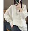 Damessweaters Gebreide trui met V-hals Veelzijdige tops Wollen ondertrui Puur herfst-winter