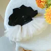 Abbigliamento per cani Fiore tridimensionale Abito per animali Elegante decorazione con fiocco 3d Matrimonio Elegante giunzione a rete Principessa per