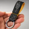 Keychains Fine Soft Leather Car Keychain Accessories Colorful Hand Woven Nylon Webbed Keyring Pendant Short Cowhide Key Chains For Friends