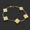 Projektant biżuterii Cleef Van Four Leaf Clover Bransoleta Luxury Link Chain Fourleaf Womens Fashion 18K Gold Bracelets Biżuteria