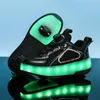 HBP Non-Brand Kids Kick Out Wheeled Shoes4 Quads Wheels Roller ShoesLed Light Up Children Roller Skate Shoes With Wheels