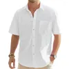 Men's Casual Shirts Men Beach Shirt Stylish Lapel Collar Summer Breathable Business Top For Office Or Solid Color