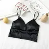 Soutien-gorge sexy femmes sangle soie lisse plongeante bralette soutien-gorge dormir brassière push up lingerie haut sans fil 2 couleurs