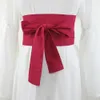 Women Fabric Japanese Wide Waist Belt Self-Tie Waistband Kimono Obi for Yukata Dress 240311