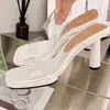 HBP icke-märke Sandalias Plasticas kvalitet PVC Glass Summer Womens Slipper Shoes Heeled Ladies Sandals