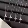 Designer tiffay and co Collier croix en argent sterling 925 diamants plein ciel étoile plaqué avec chaîne de collier pendentif diamant en or 18 carats