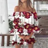 Vestidos casuais verão floral para mulheres vintage praia sexy fora do ombro túnica vestidos de verão solto ajuste sino manga vestido