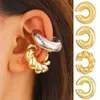 Boucles d'oreilles à dos couleur or, manchette d'oreille filetée irrégulière, sans perçage, tendance Punk Unique, Clip géométrique en métal pour femmes, bijoux 2024