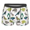 Caleçon mignon zélande blanc Kakapo perroquet Kaka Po Strigops Habroptila oiseau oiseaux culottes sous-vêtements pour hommes Shorts Boxer slips