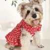 Vestuário para cães bonito flores vestido de cor vermelha gato filhote de cachorro saia yorkshire terrier pomeranian shih tzu bichon poodle roupas para animais de estimação