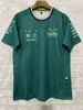 Été vert 2024 nouvelle voiture de course F1 Aston Martin Racing Team Edition combinaison de course à manches courtes chemise verte Alonso T-shirts polos de pilote en jersey surdimensionnés