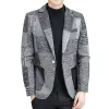 Jackets Men's woolen coat 2023 fall/winter new fleece casual fashion slim lapel professional plaid jacket winter jacket