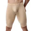 Sous-vêtements Hommes Long Boxer Shorts Glace Soie Ultra-mince Transparent Sans Couture Bugle Poche Sous-Vêtements Leggings Gay Culottes Slip Trunks