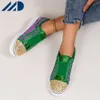 HBP Sem Marca Mais Vendido Mulheres Nova Moda Brilhante Causal Sapatos Dedo Redondo Lantejoulas Ventilar Tênis