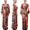 Ethnic Clothing Skirt Summer Printing Split Long European American Plus Size Sleeve Floral Dress African Print Dresses