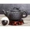 Service à thé Kung Fu en céramique, 7 pièces, 1 théière, 6 tasses, 300ml-400ml, service à thé chinois Xi Shi en porcelaine, bouilloire en argile violette Yixing, 240315