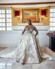 African Mermaid Wedding Dress Long Sleeve Arabic Plus Size Detachable Train Beading Bridal Gown Sparkle 2024 Aso Ebi Custom