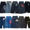 JNCO szerokie dżinsy nogi mężczyźni Y2K Hip Hop Harajuku Wysokiej jakości haftowane dżinsowe spodnie streetwearne estetyczne swobodne spodni 240309