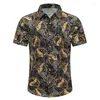 Men's Casual Shirts Hawaiian For Men 3d Grass Print Street Designer Short Sleeved Oversized Shirt High-Quality Clothing Beach Party Top