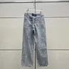 Damenjeans Y2k Herbst und Winter Schneeflocke gewaschen hoch taillierte Baumwolle für Damen 2024 Einfache Freizeit mit weitem Bein Damenhose