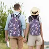 Backpack Kawaii Axolotl Lilac Unisex Polyester Travel Backpacks Print Streetwear High School Bags Rucksack Christmas Gift