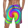 Men's Shorts Summer Board Men Hippy Sports Retro 70s Tie Dye Beach Short Pants Hawaii Fast Dry Trunks Plus Size