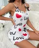 Robes décontractées Mode 2024 Été Sexy Pour Femmes Élégant Accueil Amour Coeur Imprimé Léopard Bowknot Décor Fente Babydoll