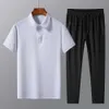 High Sense Dads Ice Silk Sports Suit Mens Summer Casual Short Sleeve medelålders kläder och äldre HF26